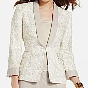 NEW Tahari by ASL Size 4 Pamelalee Ivory Printed Shawl Collar Blazer Jacket